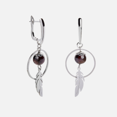 Серьги гранат альмандин Индия (биж. сплав, сталь хир.)