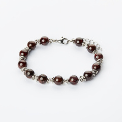 Браслет гранат альмандин Индия (сталь хир.) 8 мм 17 см (+3 см)