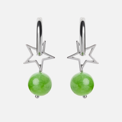 Серьги оникс мраморный зеленый Пакистан (сталь хир.)