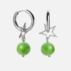 Серьги оникс мраморный зеленый Пакистан (сталь хир.)