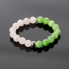 Браслет микс оникс, розовый кварц (сталь хир.) 10 мм 16 см