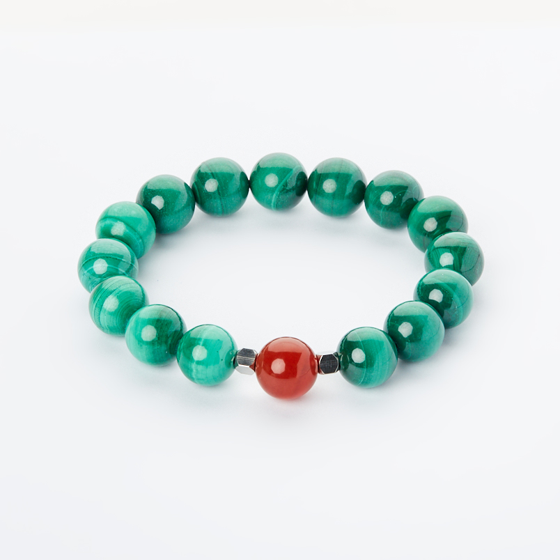 Браслет малахит Конго (сталь хир.) 12 мм 17 см