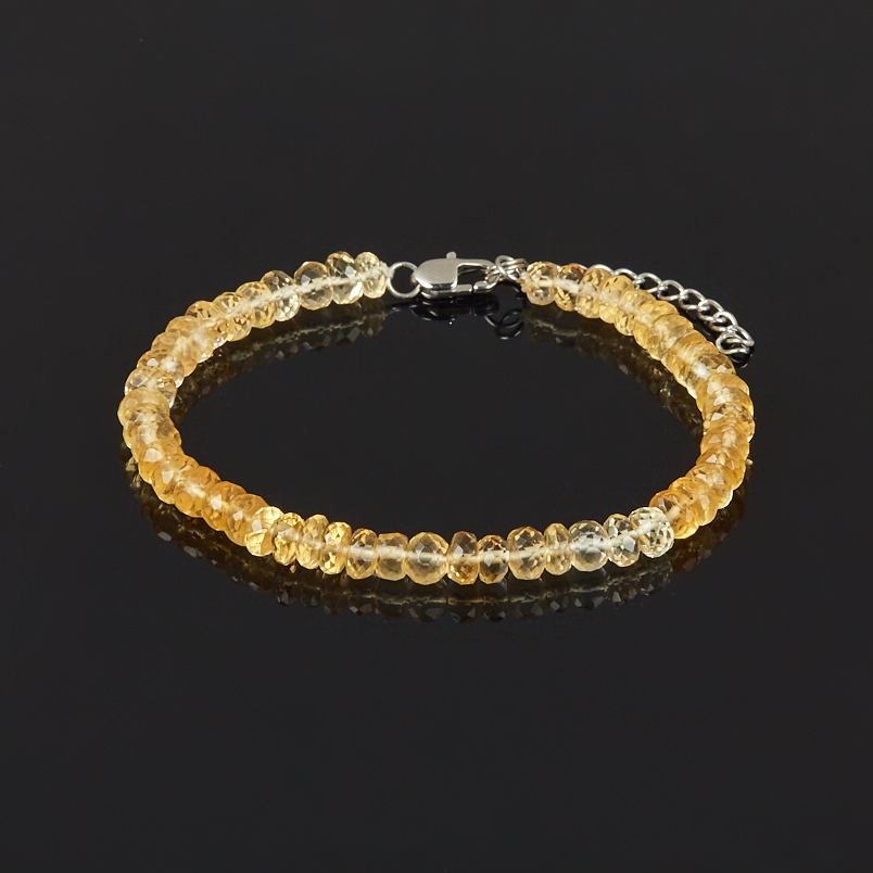 Браслет цитрин Бразилия (сталь хир.) огранка 5 мм 18 см (+3 см)