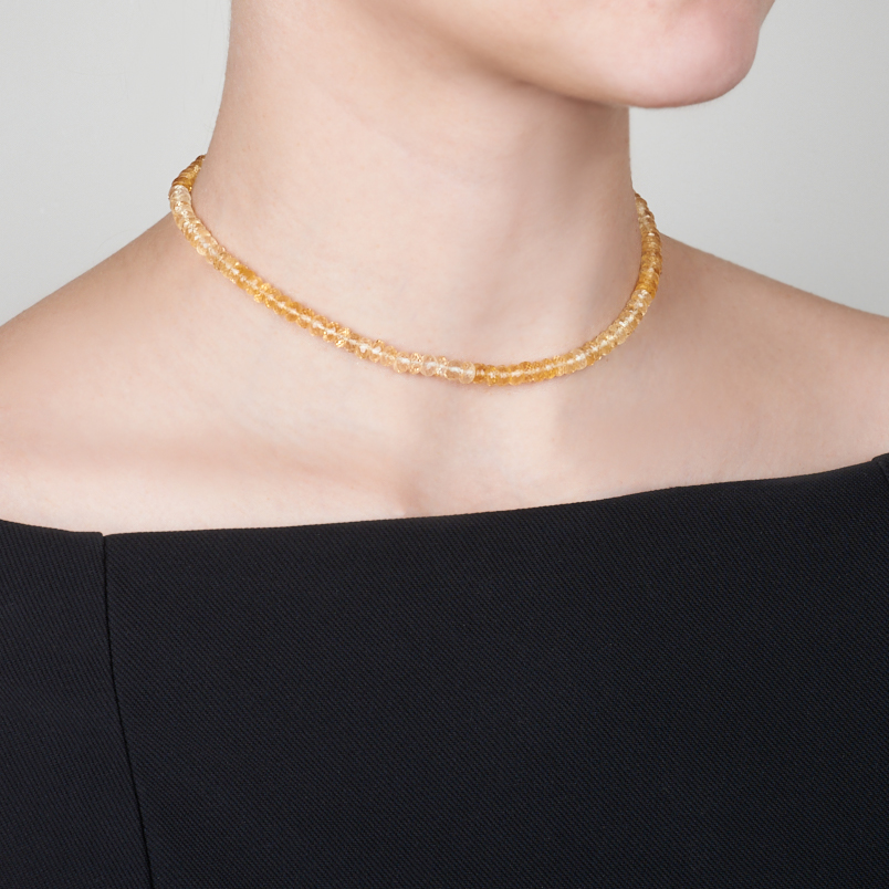 Бусы цитрин Бразилия (сталь хир.) огранка 40 см (+7 см)