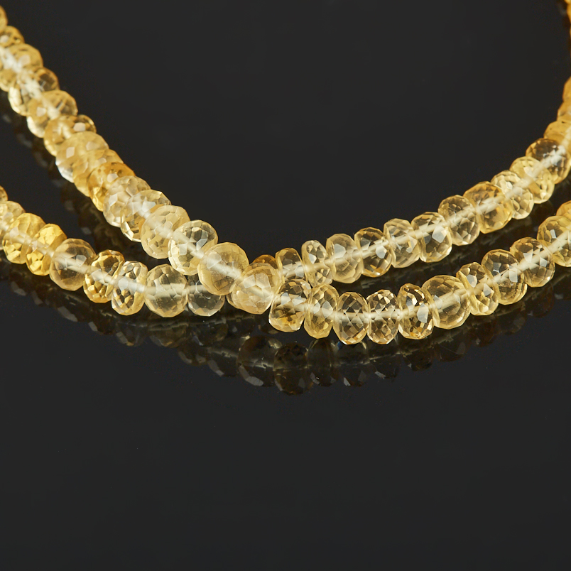 Бусы цитрин Бразилия (сталь хир.) длинные огранка 62 см (+7 см)