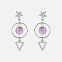 Серьги аметист Бразилия (сталь хир.) пуссеты