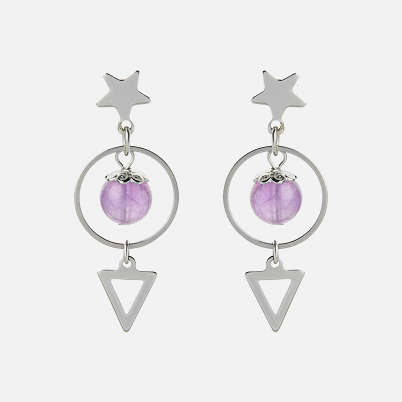 Серьги аметист Бразилия (сталь хир.) пуссеты