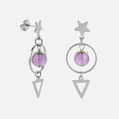 Серьги аметист Бразилия (сталь хир.) пуссеты