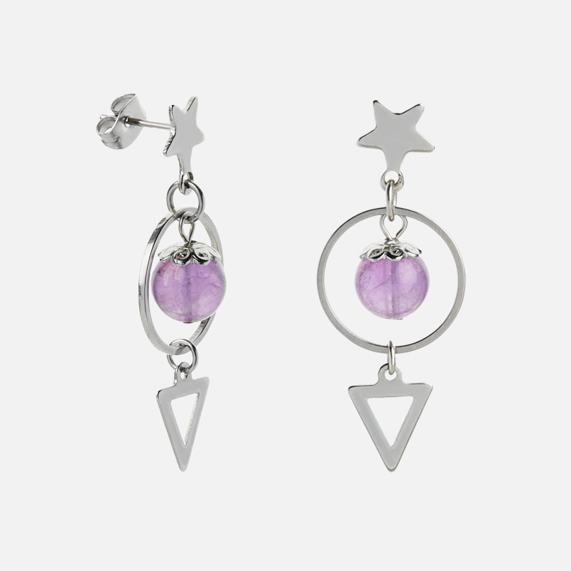 Серьги аметист Бразилия (сталь хир.) пуссеты