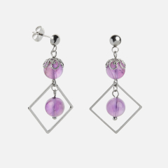 Серьги аметист Бразилия (сталь хир.) пуссеты