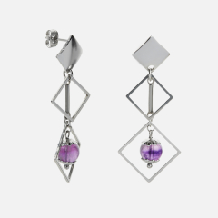 Серьги аметист Бразилия (сталь хир.) пуссеты