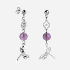 Серьги аметист Бразилия (сталь хир.) пуссеты
