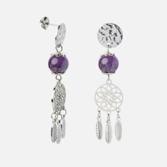 Серьги аметист Бразилия (сталь хир.) пуссеты