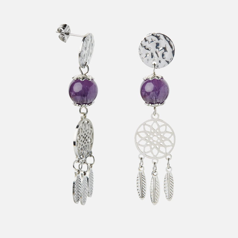 Серьги аметист Бразилия (сталь хир.) пуссеты