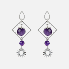 Серьги аметист Бразилия (сталь хир.) пуссеты