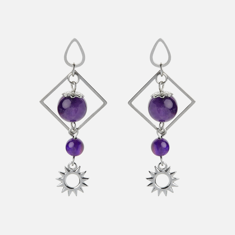 Серьги аметист Бразилия (сталь хир.) пуссеты