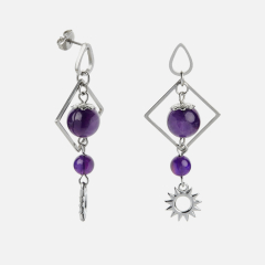 Серьги аметист Бразилия (сталь хир.) пуссеты