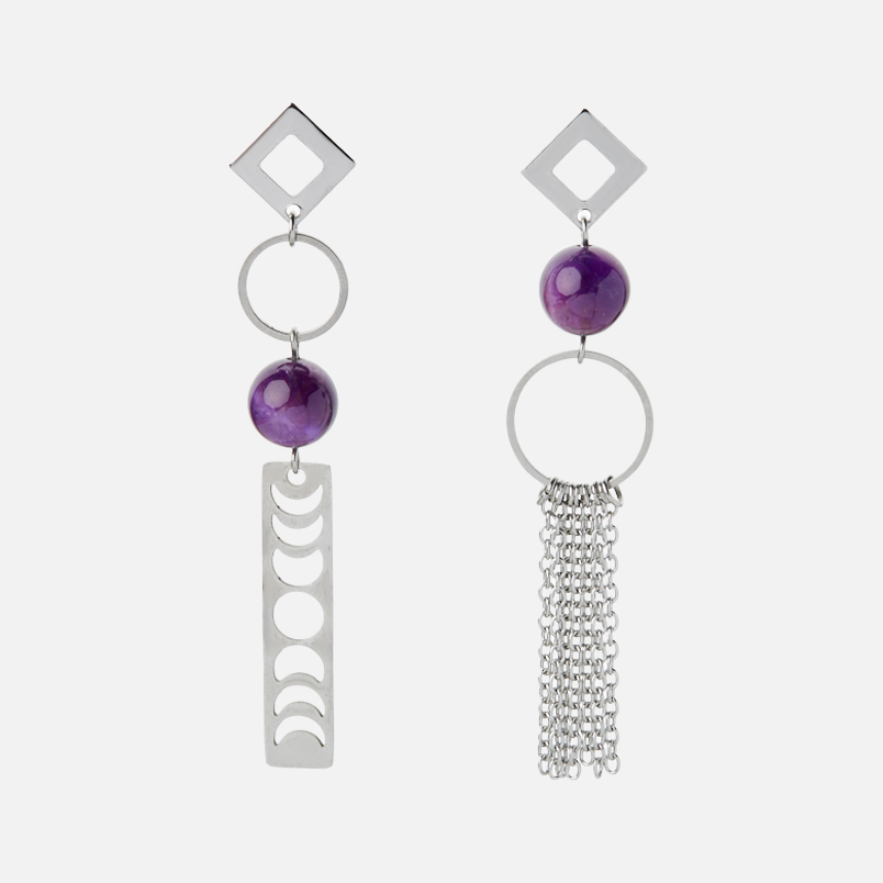 Серьги аметист Бразилия (сталь хир.) пуссеты