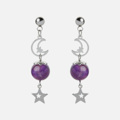 Серьги аметист Бразилия (сталь хир.) пуссеты