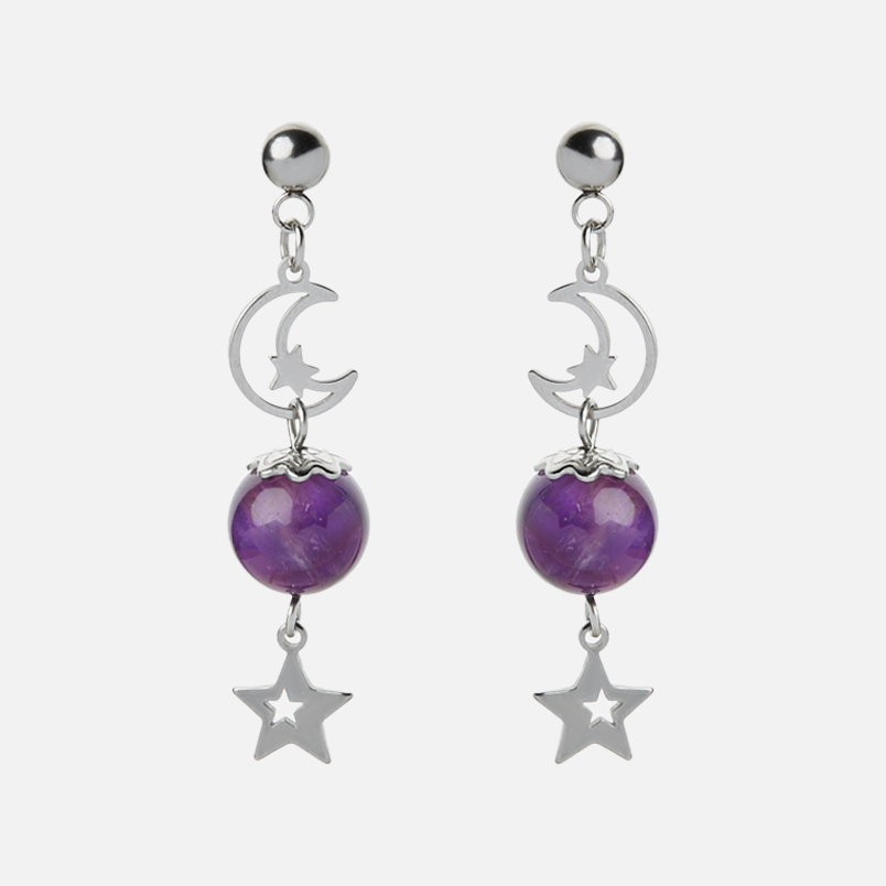 Серьги аметист Бразилия (сталь хир.) пуссеты