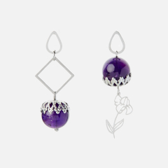 Серьги аметист Бразилия (сталь хир.) пуссеты