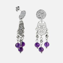 Серьги аметист Бразилия (сталь хир.) пуссеты