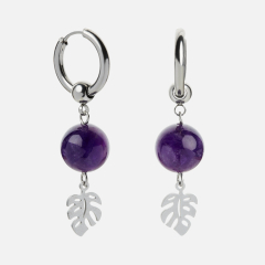 Серьги аметист Бразилия (сталь хир.)
