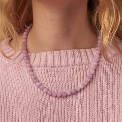 Бусы кунцит Бразилия (сталь хир.) 10 мм 46 см (+7 см)