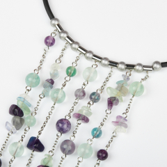 Бусы флюорит (биж. сплав, сталь хир., силикон) (колье) 8 мм 42 см (+7 см)