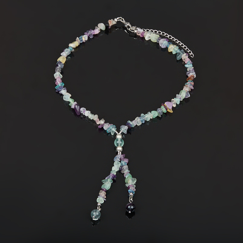 Чокер флюорит (сталь хир.) (колье) 8 мм 40 см