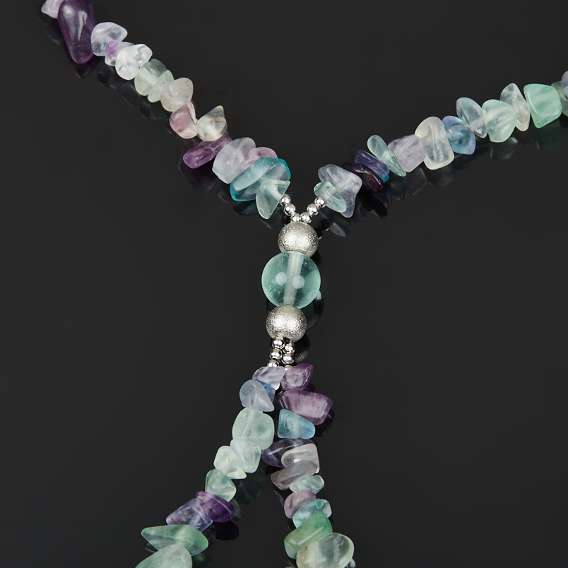 Чокер флюорит (сталь хир.) (колье) 8 мм 40 см