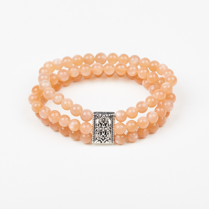 Браслет солнечный камень Индия (сталь хир.) 6&nbsp;мм 18&nbsp;см