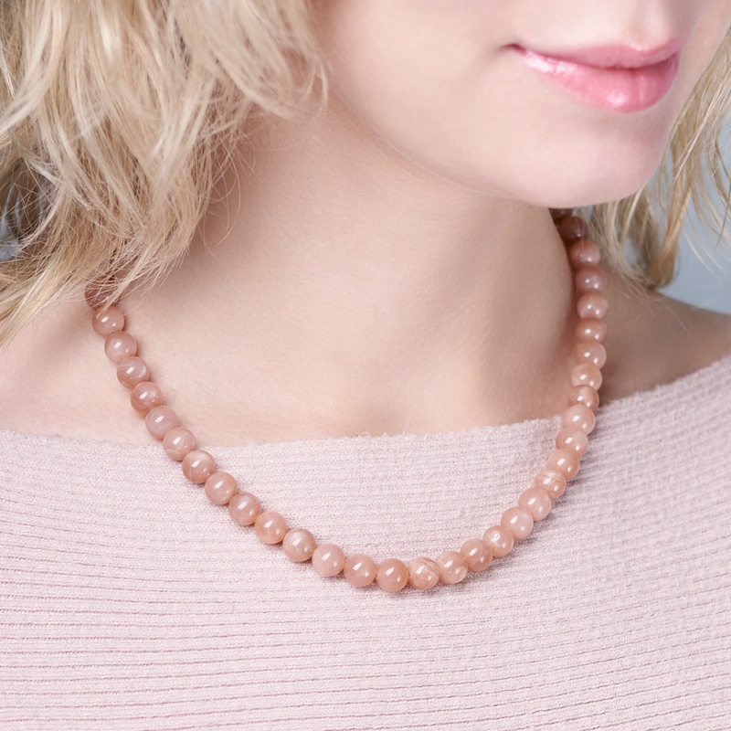 Бусы солнечный камень Индия длинные 8 мм 60 см (+7 см) (сталь хир.)