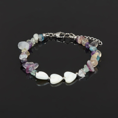 Браслет флюорит (сталь хир.) 17 см (+3 см)