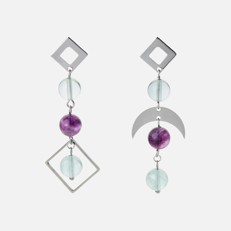 Серьги флюорит (сталь хир.) пуссеты