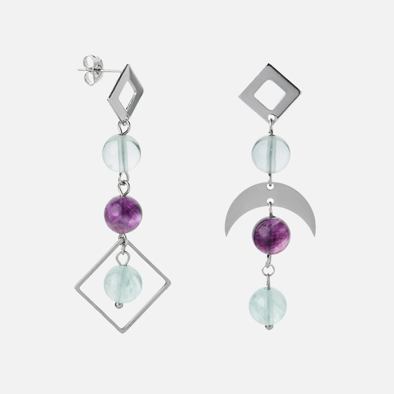 Серьги флюорит (сталь хир.) пуссеты