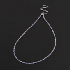 Бусы танзанит Танзания (сталь хир.) огранка 3 мм 40 см (+7 см)