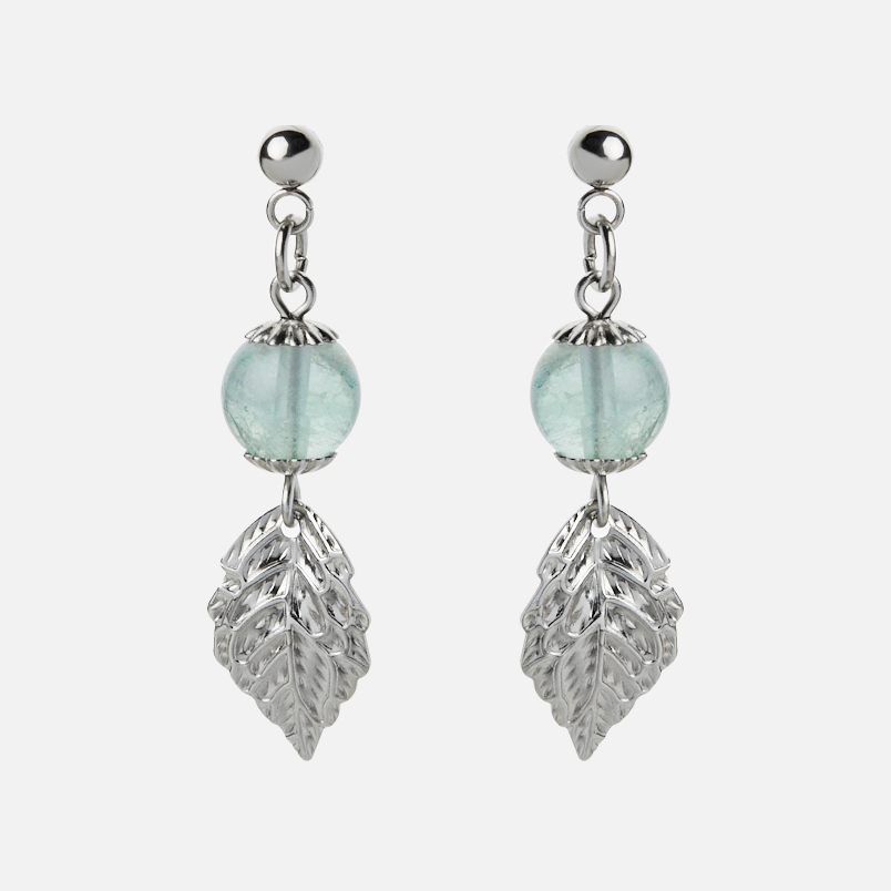 Серьги флюорит зеленый (сталь хир.) пуссеты