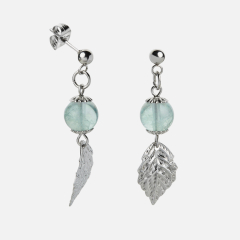 Серьги флюорит зеленый (сталь хир.) пуссеты