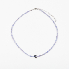 Бусы танзанит Танзания (сталь хир.) огранка 3 мм 40 см (+7 см)