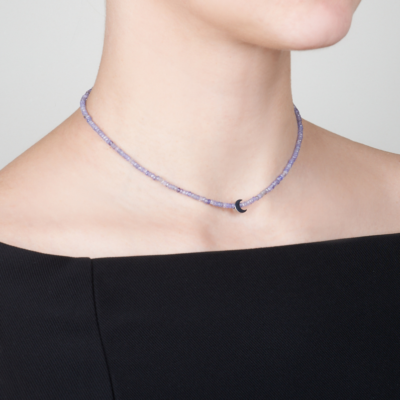 Бусы танзанит Танзания (сталь хир.) огранка 3 мм 40 см (+7 см)