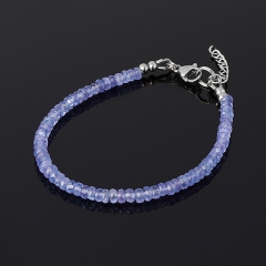 Браслет танзанит Танзания (сталь хир.) огранка 3 мм 17 см (+3 см)