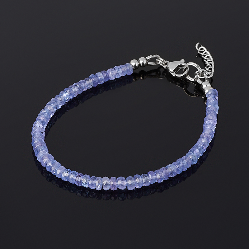 Браслет танзанит Танзания (сталь хир.) огранка 3 мм 16 см (+3 см)