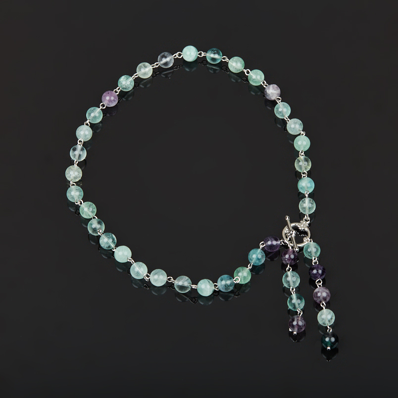 Бусы флюорит (сталь хир.) (колье) 8 мм 45 см