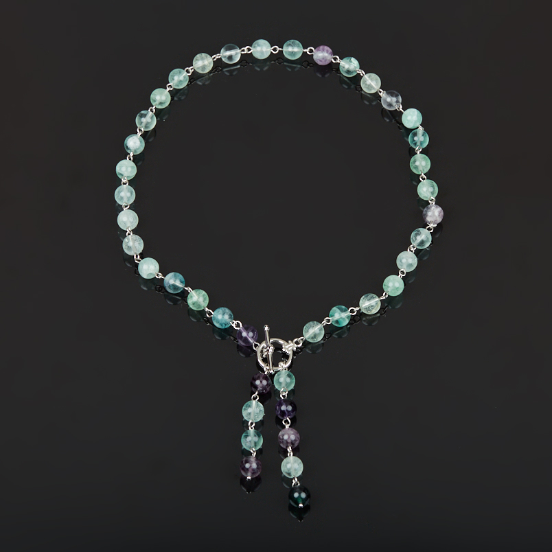 Бусы флюорит (сталь хир.) (колье) 8 мм 45 см