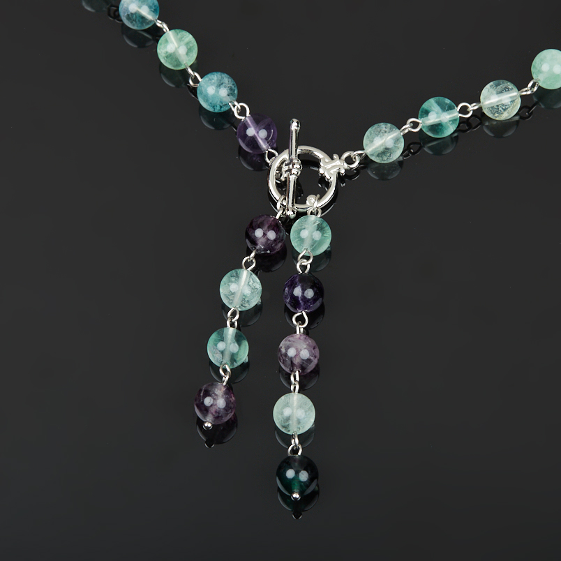 Бусы флюорит (сталь хир.) (колье) 8 мм 45 см