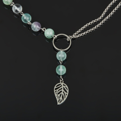 Чокер флюорит (сталь хир.) 8 мм 38 см (+7 см)