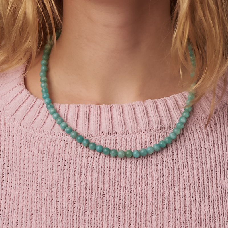 Бусы амазонит Перу (сталь хир.) 6 мм 58 см (+7 см)