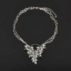 Бусы флюорит (сталь хир.) (колье) 6 мм 44 см (+7 см)