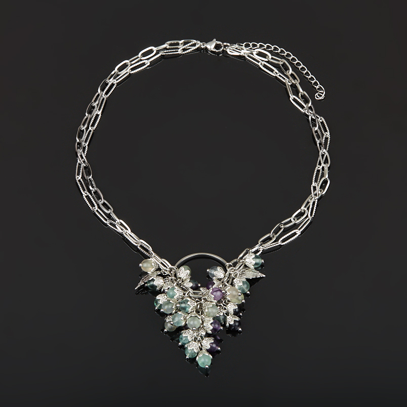 Бусы флюорит (сталь хир.) (колье) 6 мм 44 см (+7 см)